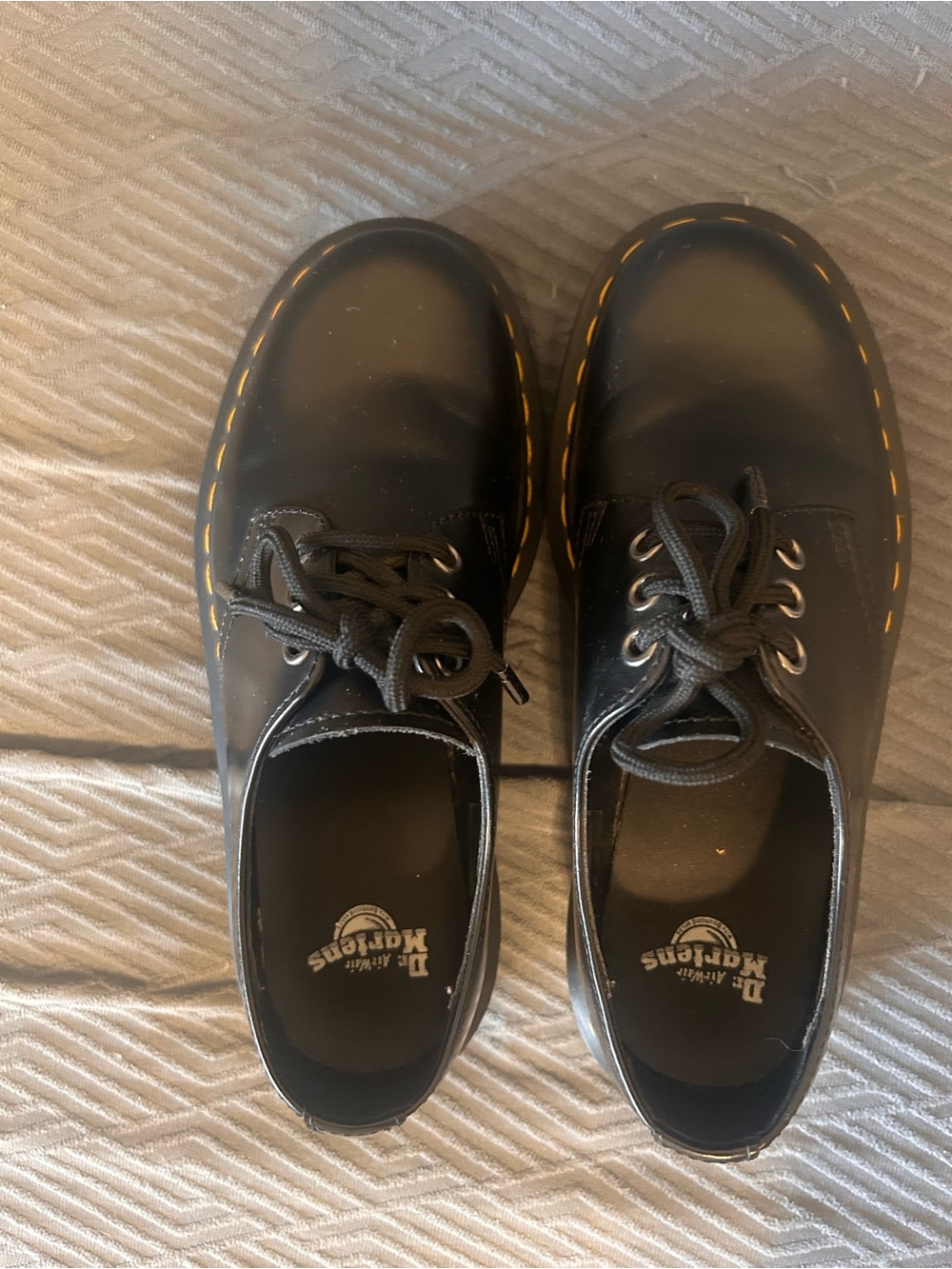 Dr. Martens 1461 Quad platform Oxfords with polished black leather women size 6